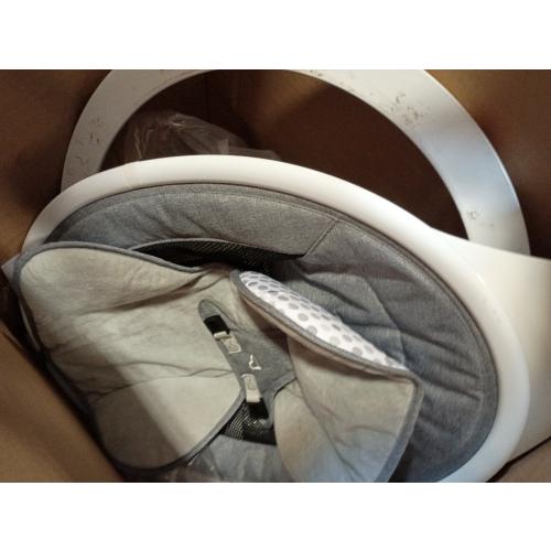 Munchkin Electric Baby Swing, Portable and Lightweight, Bluetooth Enabled Infant Rocker with Natural Sway in 5 Ranges of Motion, Newborn Nursery Essentials, White/Grey