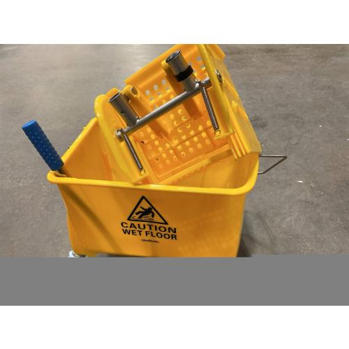 Mop Bucket with Wringer on Wheels Small 5 Gallon, Heavy Duty Dual Chamber Industrial Mop Bucket Separate Dirty Water, Perfect for Business Household, 20 Quart Yellow