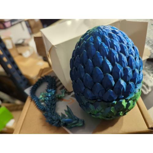 3D Printed Dragon Eggs with Dragon Inside, 3D Printed Fantasy Animals, Cool Flexible Articulated Animals Fidget Toy for Boys Girls Adult, Unique Desktop Decoration & Collectible (Green)