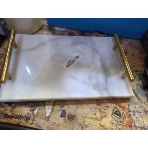 Juvale Rectangle Marble Serving Tray, Jewelry Trinket Tray, Perfume Tray, Bathroom Toilet Vanity Tray with Handle (White 15x7.5x0.4) : Target