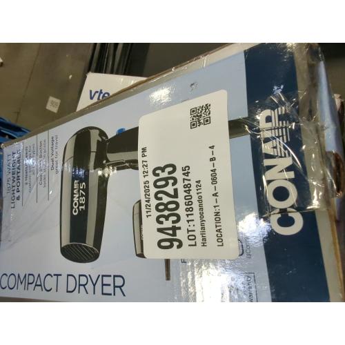 Conair Travel Folding Hair Dryer Black
