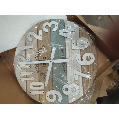 18 Wooden Multi-Color Maritime Coastal Beach Large Number Wall Clock (Blue, 18 inch)