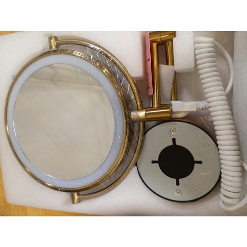 9 Wall Mounted LED Makeup Mirror, 1X/10X Magnifying Mirror Corded, Gold | Large Size, Plug-in, Not Battery Operated, 2-Sided Vanity Mirror, Extended Arm, 3 Color Lights, 360° Swivel, Touch Dimmable