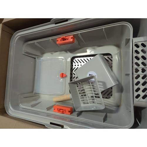 Tom & Sora Creations Stainless Steel Sifting Litter Box, Sifting Cat Litter Box for Pine Pellets and Clay Litter, Multifunctional, Low Maintenance, Odor Free, Leak Free, Enclosed, XL, Grey