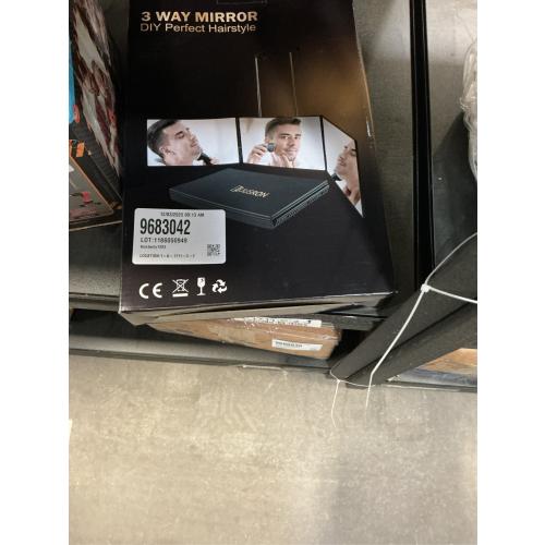 JUSRON 360 Viewing Angle Self Hair Cutting Mirror, Clear Anti-Fog HD Glass (Black Without LED Without Accessories)