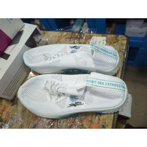 EkOkim Lightweight Soft Bottom Non-Slip Sports Casual Shoes Women's Hollow Fly Woven Summer Breathable Mesh Shoes (Color : Blue, Size : 38