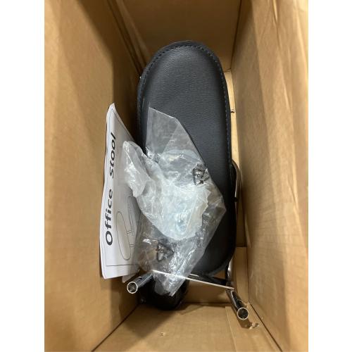 KKTONER PU Leather Modern Rolling Stool with Low Back Height Adjustable Work Salon Drafting Swivel Task Chair with Footrest (Black)