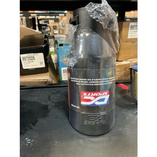 DC Sports EX-1012B Performance Bolt-On Resonated Muffler Slant Tip with Clamps and Adapters for Universal Fitment on Most Cars, Sedans, and Trucks - Matte Black Powdercoat