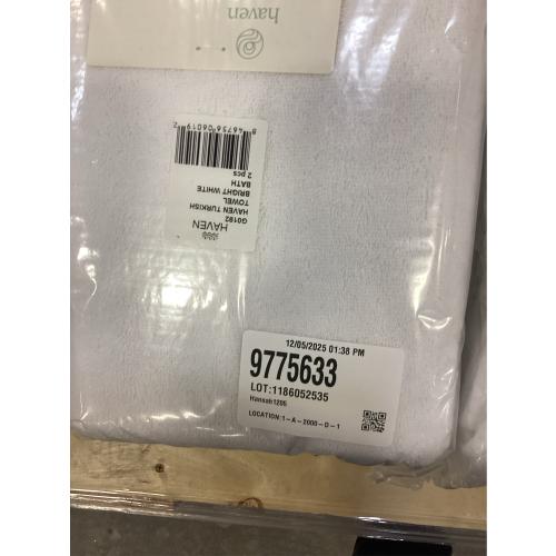 Haven Turkish Cotton Bath Towel in Bright White 2 pack