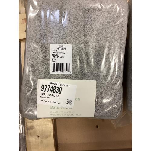 Haven Turkish Cotton Bath Towel in Harbor Mist Grey 2 PACK