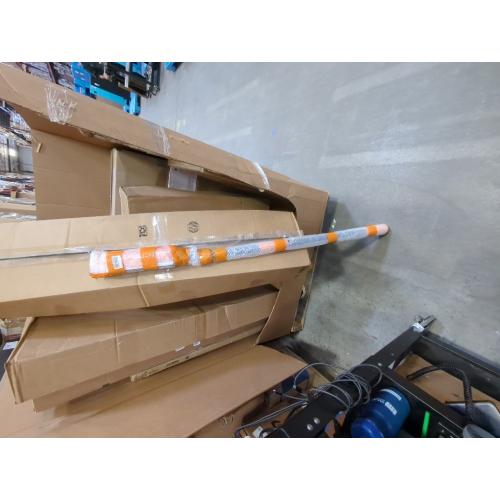 Orange 20 Ft  Reach 2 in 1 Window Squeegee Duster with 5-to-12 Foot Extension Pole, Cleaner Tool with 3-Stage Telescoping Pole, Cleaning Kit with Rotatable Head - Chenille Cloth   Microfibre Cloths Head