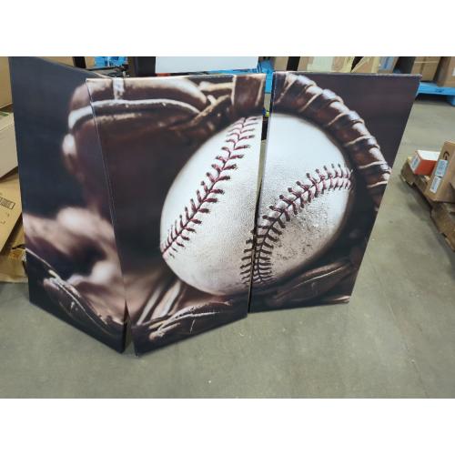 iLOOKLiKE 3 Panels Retro Baseball Canvas Wall Art Vintage Baseball in Glove Poster Sports Pictures Wall Decor for Boy's Room Living Room Decoration Stretched and Framed Each Size Medium
