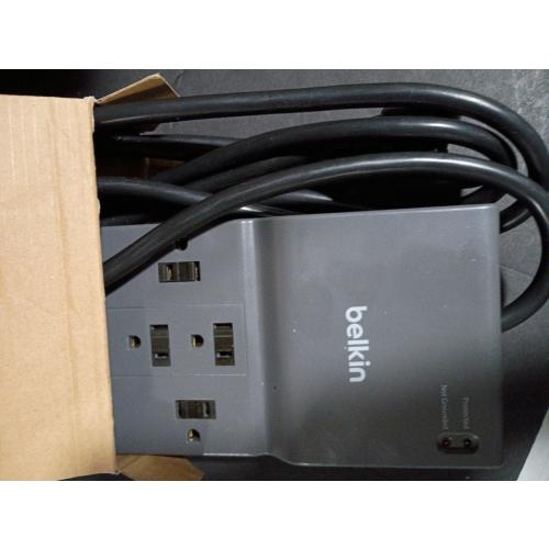 Belkin 12-Outlet Surge Protector w/ 12 AC Outlets & 2.4M Long Flat Plug Heavy-Duty Extension Cord for Home, Office, Travel, Computer Desktop, Laptop & Phone Charger, 3,940 Joules of Protection