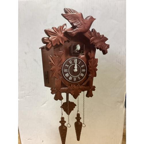 Rylai Cuckoo Clock Large Wooden Wall Clock Handcrafted 13x9.5 Inch (BROWN)