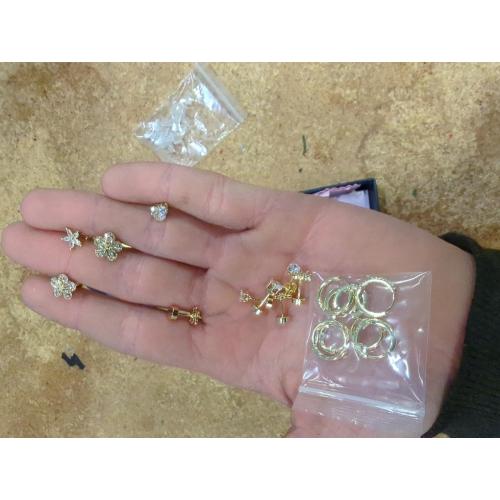 THUNARAZ 10Pairs Hypoallergenic Flat Back Earrings for Women, 14K Gold Plated Hoop Stud Earrings Set for Sensitive Ears Helix Tragus Cartilage Conch Earring for Multiple Piercings with Pendant