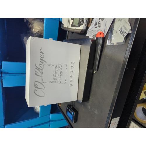 Rechargeable Leather CD Player with Speakers, Bluetooth Transmitter, Festival Gift, BGM Player for Home Decor., white