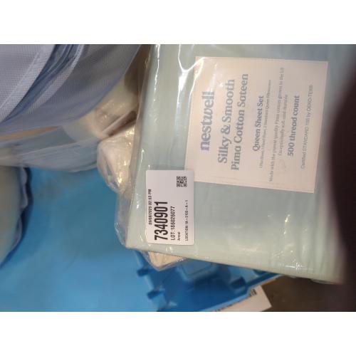 Nestwell Pima Cotton Sateen 500-Thread-Count Queen Sheet Set in Starlight Blue