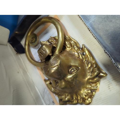 Renovators Supply Manufacturing Door Knockers for Front Door 6 1/4 in. Solid Brass Lion Head Door Knocker with Mounting Hardware