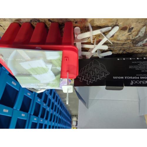 Miaowoof Homemade Popsicle Molds, 10-Cav Non-BPA Silicone Ice Pop Maker, with 50 Sticks, 50 Bags, 10 Reusable Sticks, Funnel, Brush and Ice Pop Recipe (Red)