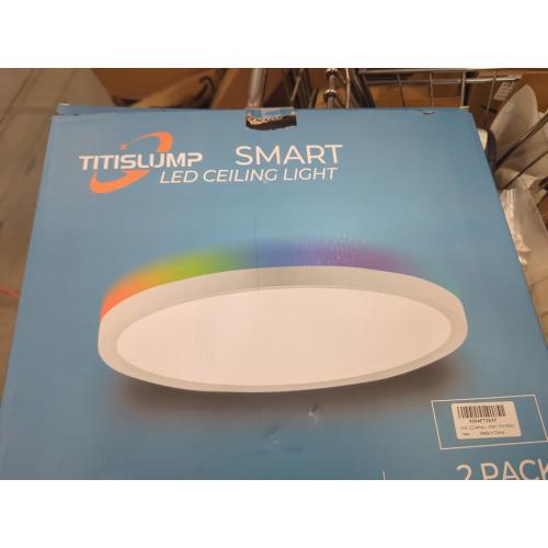 2 Pack  Size 15.8 Smart RGB LED Ceiling Light with Remote, WiFi Flush Mount Ceiling Light Works with Alexa & Google Home, 32W=3200LM Dimmable, DIY Colors & 2700K-6500K, for Bedroom Living Room