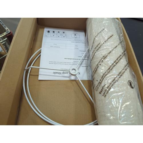 Tall Drum Lamp Shade for Table Lamps, Floor Lamp, Cloth Lampshade 10 Top X 10 Bottom X 13 High, Beige Large Line Fabric, Easy Assembly