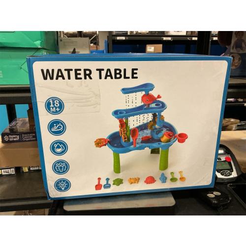 Water Table for Toddlers 3-5 4-8, 2-Tier 3 in 1 Kids Sand and Water Table, Summer Outdoor Beach Outside Backyard Activity Sensory Water and Sand Tables, Birthday Party Gift for Kids Boys and Girls