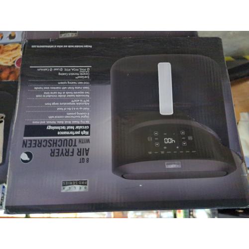 Black Bella PRO - 8-qt. Touchscreen Air Fryer with Divided Basket - Matte Black