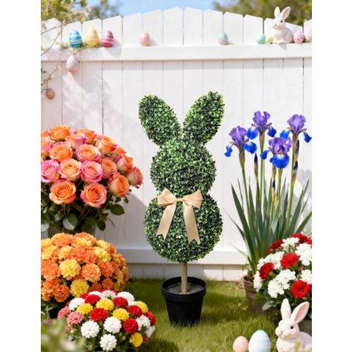 Boxwood Rabbit Tree - Lifelike Easter Decor, Indoor/Outdoor Use,  Rabbit-Shaped Topiary for Porch & Garden Decor