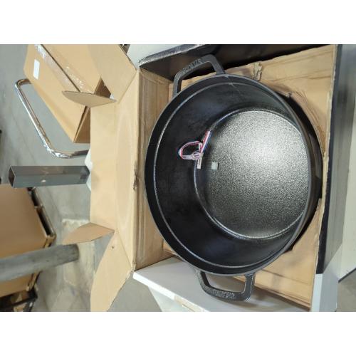 Black STAUB Cast Iron Dutch Oven Round Cocotte, Made in France, Black Matte