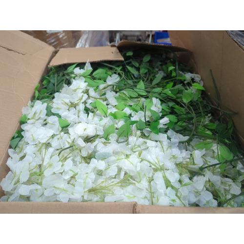 Bundle of Branches Wisteria Hanging Flowers, Artificial White Wisteria Flowers Garland for Wedding Arch Ceremony Party Garden Home Backdrop Decor