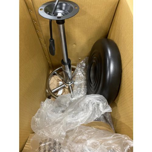 KKTONER PU Leather Modern Rolling Stool with Low Back Height Adjustable Work Salon Drafting Swivel Task Chair with Footrest (Black)