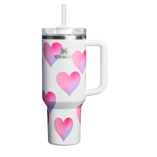 Stanley 30 oz Stainless Steel H2.0 Flowstate Quencher Tumbler Powder Pink Heart