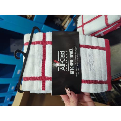 All-Clad Checked Kitchen Towel: Highly Absorbent, Super Soft Long Lasting - 100% Cotton, 17x30 Tea Towel for Cleaning & Drying Dishes, Pans, Glassware, or Countertops, (2-Pack), Chili