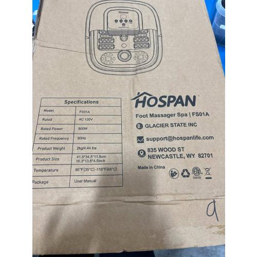 HOSPAN Collapsible Foot Spa with Heat, Bubble, Red Light, and Temperature Control, Foot Bath Massager with 8 Shiatsu Massage Rollers, Pedicure Foot Spa for Relaxation and Stress Relief, Black