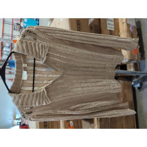 Cyrus Casual Hollow Out Sweater Crochet Knit Lapel Collar Polo Pullover Sweaters Tops