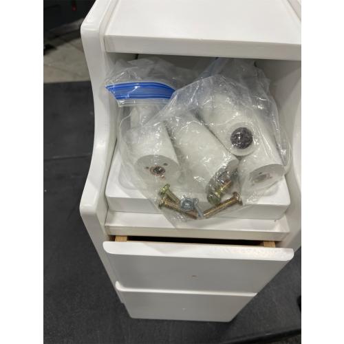 Solid Wood Nightstand, 2-Drawer Small Nightstand, Narrow Bedside Table with Shelf Storage(White, 7.87''W).(Missing the parts, see the pictures)