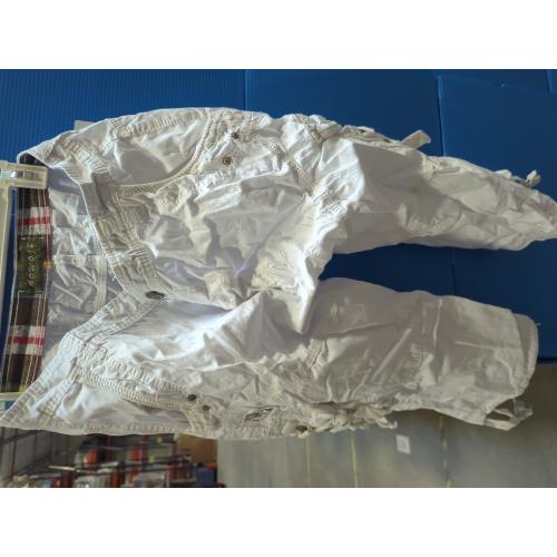 Mens Size 36 White Cargo Shorts Cotton Bermuda Shorts Cropped Solid Color NO Belt