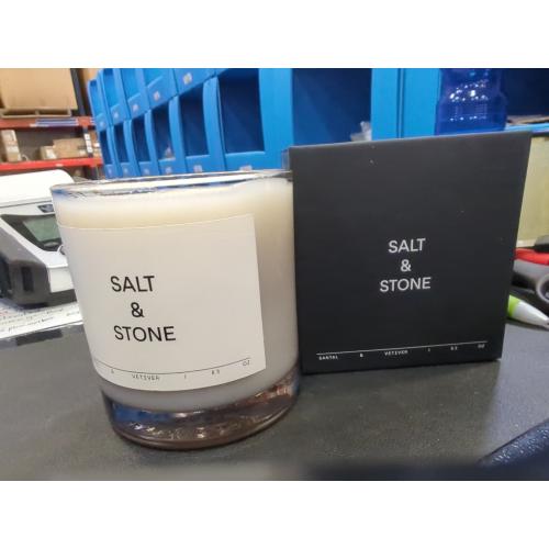 SALT & STONE Scented Candle for Women & Men | Hand-Poured, Aromatic & Fragrant | Coconut & Soy Blend Wax | 100% Cotton Wick | Long-Lasting 50 Hour Burn Time (8.5 oz) (Santal & Vetiver)