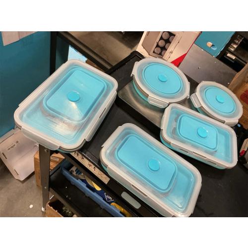 Collapsible Food Storage Containers with Lids & Vent, 11.8 oz, Kitchen Stacking Silicone Collapsible Meal Prep Container Set for Leftover, Microwave Freezer Dishwasher Safe, Blue Small 5 Pack