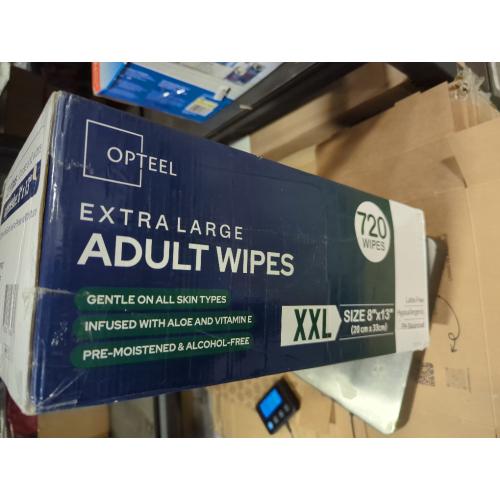 Adult Wipes For Elderly - 8x13 720ct (12 Packs of 60) Huge & Soft Non-Flushable Body Wipes for Adults Bathing No-Rinse - Incontinence Disposable Washcloths, Vitamin E & Aloe Infused Shower Wipes.
