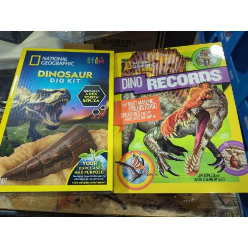 NATIONAL GEOGRAPHIC Dino Fossil Dig Kit & Dinosaur Book for Kids- Excavate a Replica Dinosaur Tooth Fossil and Study Paleontology with a Full-Color Dinosaur Activity Book for Kids (Amazon Exclusive)