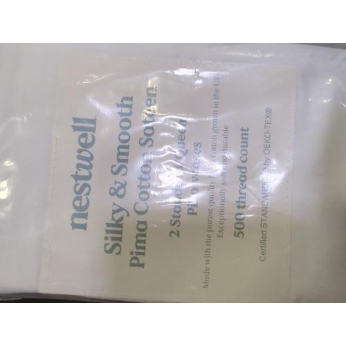 Nestwell Pima Cotton Sateen 500-Thread-Count 2 Standard/Queen Pillowcase Set in Bright White