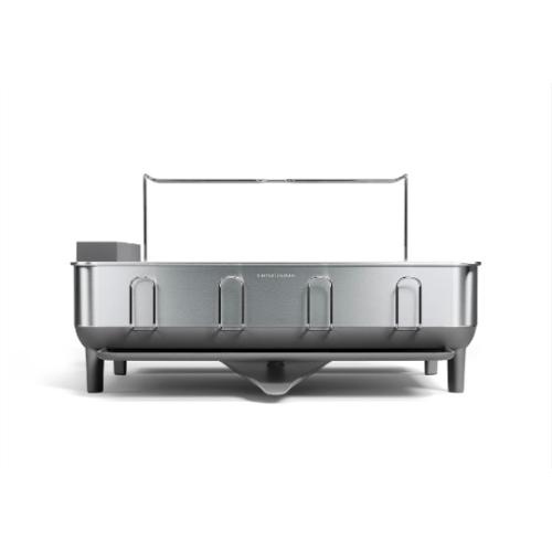 simplehuman Steel Frame Dishrack, Large Capacity Dish Drying Rack, 360º Easy Drain Swivel Spout, Utensil & Wine Glass Holder, Anti-Residue Coating, Moisture Control Surface, Brushed Stainless Steel