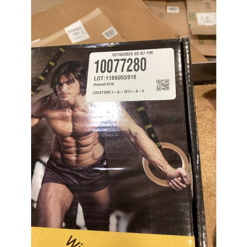 Double Circle Wood Gymnastics Rings with Quick Adjust Numbered Straps and Exercise Videos Guide - Full Body Workout Rings, Calisthenics, Home Gym (Multi-Size)