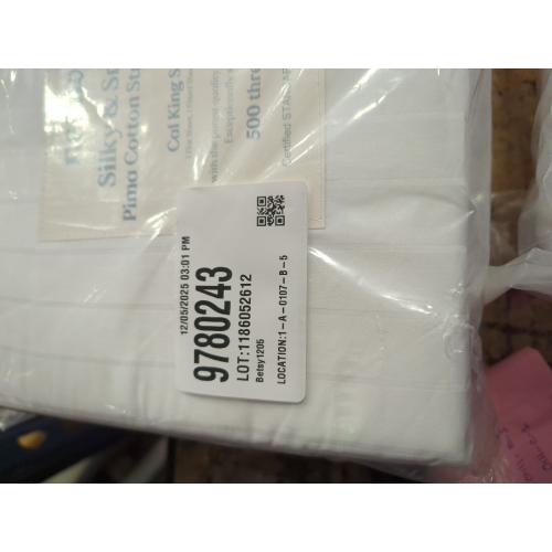 Nestwell Pima Cotton 500-Thread-Count California King Sheet Set in White Stripe