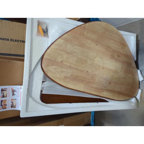 Wood Coffee Table, Mid Century Modern Triangle Coffee Table for Living Room, Rustic Solid Wood Legs and Tabletop, Farmhouse Walnut Accent Center Table for Small Spaces