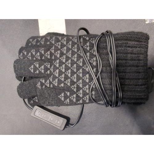 Black Lightweight Winter USB Electric Heated Gloves for Men Women-Touch Screen Thermal Hand Warming Black Knit Gloves