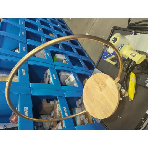 Hanobe Gold Cake Stand for Wedding: 11.7 Inch Round Arch Cupcake Display Stands with Wood Base Decorative Metal Hoop Centerpiece Decor for Party Birthday Baby Shower