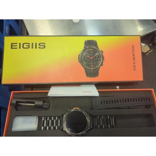 EIGIIS Military Smart Watch for Men Tactical Rugged with Bluetooth Call Flashlight 1.45'' Big Screen Fitness Tracker Heart Rate Sleep Monitor Waterproof Sports Smartwatch iPhone Android Black