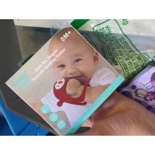 Smily Mia Penguin Teethers, Silicone TeethingToys for Babies 0-6Months, Baby Teethers for 3-6Months, Hand Teether for Infants, Teething/Teether Pacifiers for Infants, Light red ♥️